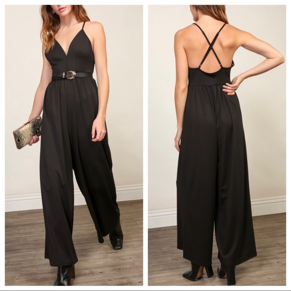 ShopEvelynne Pants - #02 ✨BLOW OUT SALE✨Black chic fabulous wide leg jumpsuit